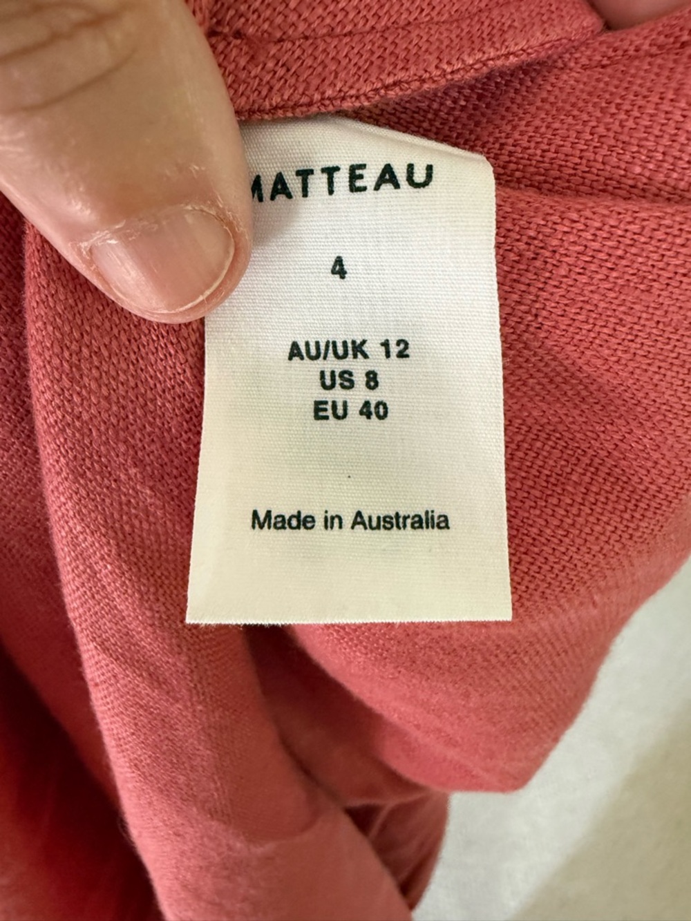 Matteau Women’s long Elastic-Waist Midi Linen Skirt in Dusty Rose - Picture 6 of 7